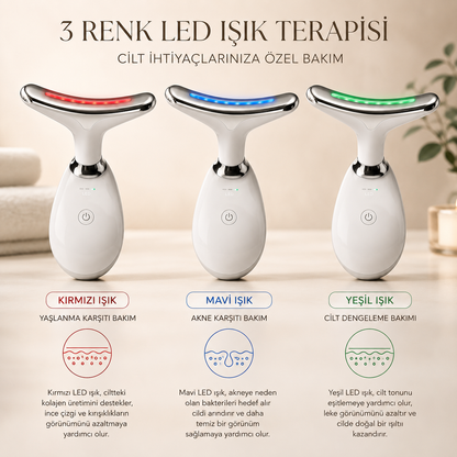 GlowLift™ - 3’ü 1 Arada LED Terapi & Yüz Sıkılaştırma Cihazı (+ C-Serum Hediye)
