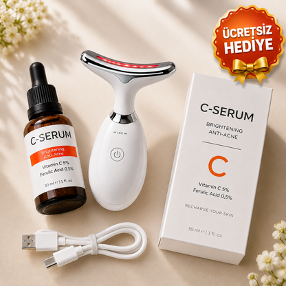 GlowLift™ - 3’ü 1 Arada LED Terapi & Yüz Sıkılaştırma Cihazı (+ C-Serum Hediye)
